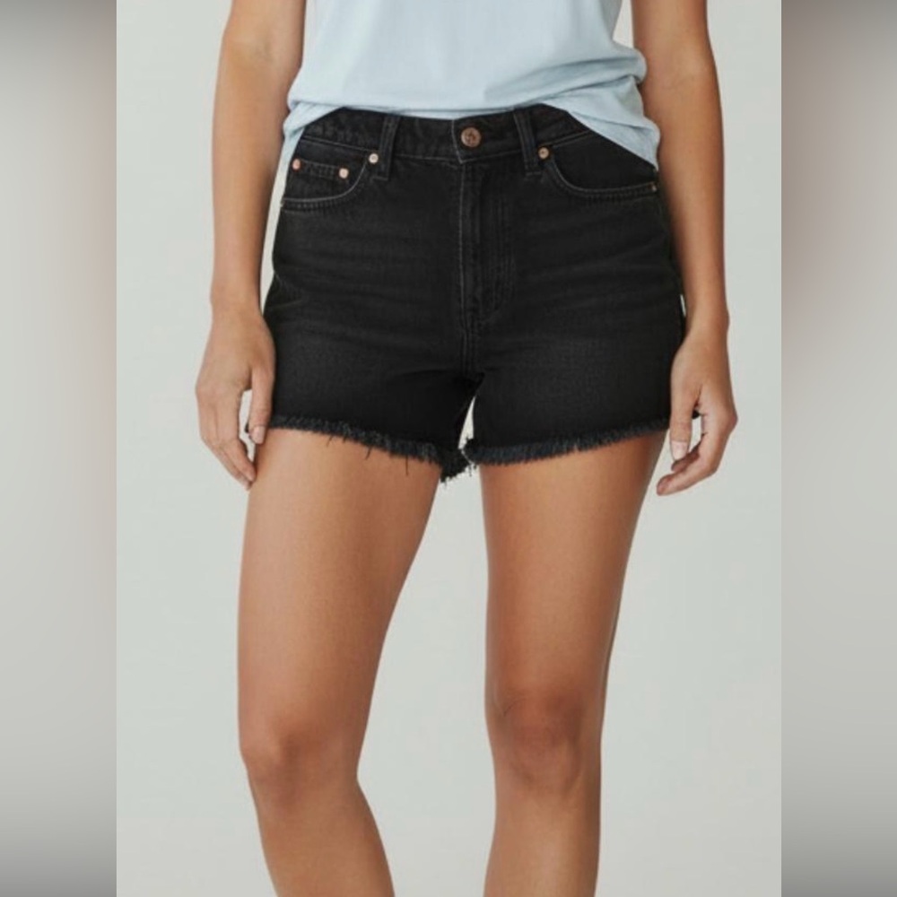 rag & bone Nina High Rise Black Denim Cutoff Distressed Shorts Size 26
